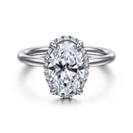Symphony - 14K White Gold Oval Hidden Halo Diamond Engagement Ring