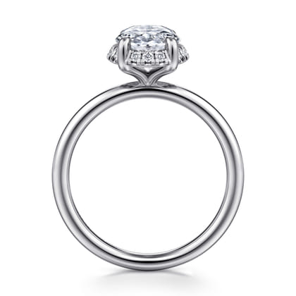 Symphony - 14K White Gold Oval Hidden Halo Diamond Engagement Ring