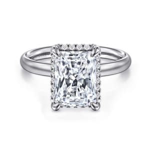 Symphony - 14K White Gold Radiant Cut Hidden Halo Diamond Engagement Ring