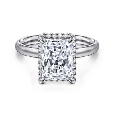 Symphony - 14K White Gold Radiant Cut Hidden Halo Diamond Engagement Ring