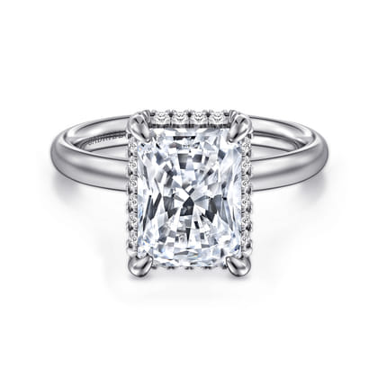 Symphony - 14K White Gold Radiant Cut Hidden Halo Diamond Engagement Ring