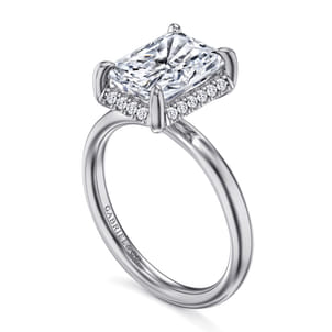 Symphony - 14K White Gold Radiant Cut Hidden Halo Diamond Engagement Ring