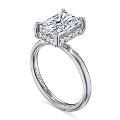 Symphony - 14K White Gold Radiant Cut Hidden Halo Diamond Engagement Ring