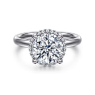 Symphony - 14K White Gold Round Hidden Halo Diamond Engagement Ring