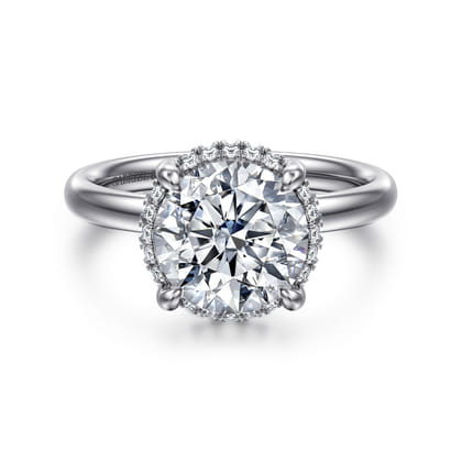 Symphony - 14K White Gold Round Hidden Halo Diamond Engagement Ring