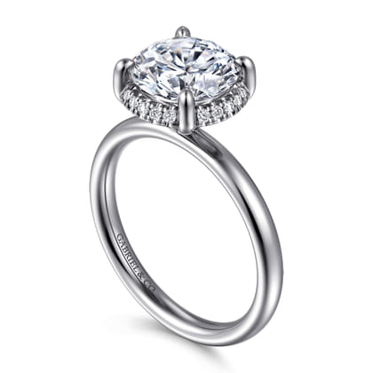 Symphony - 14K White Gold Round Hidden Halo Diamond Engagement Ring