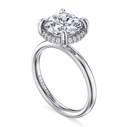 Symphony - 14K White Gold Round Hidden Halo Diamond Engagement Ring