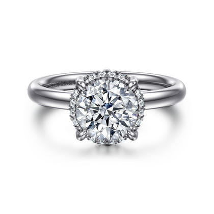 Symphony - 14K White Gold Round Hidden Halo Diamond Engagement Ring