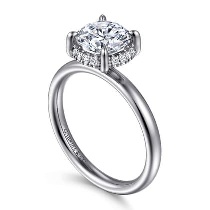 Symphony - 14K White Gold Round Hidden Halo Diamond Engagement Ring