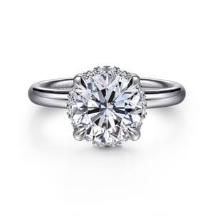 Symphony - 14K White Gold Round Hidden Halo Diamond Engagement Ring