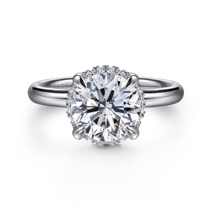 Symphony - 14K White Gold Round Hidden Halo Diamond Engagement Ring