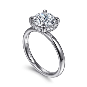 Symphony - 14K White Gold Round Hidden Halo Diamond Engagement Ring
