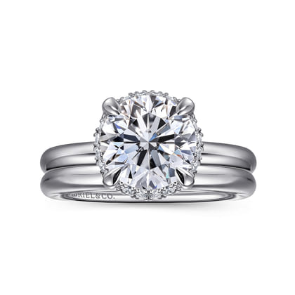 Symphony - 14K White Gold Round Hidden Halo Diamond Engagement Ring