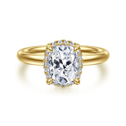 Symphony - 14K Yellow Gold Elongated Cushion Hidden Halo Diamond Engagement Ring