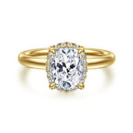Symphony - 14K Yellow Gold Elongated Cushion Hidden Halo Diamond Engagement Ring