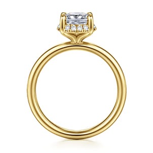Symphony - 14K Yellow Gold Elongated Cushion Hidden Halo Diamond Engagement Ring