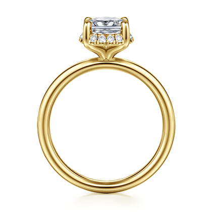 Symphony - 14K Yellow Gold Elongated Cushion Hidden Halo Diamond Engagement Ring