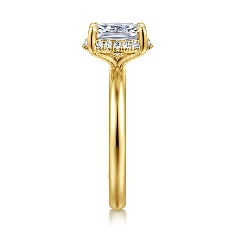 Symphony - 14K Yellow Gold Elongated Cushion Hidden Halo Diamond Engagement Ring