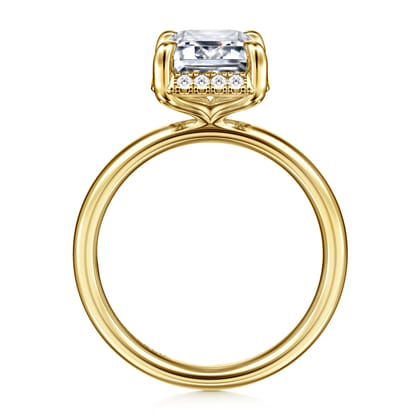 Symphony - 14K Yellow Gold Emerald Cut Hidden Halo Diamond Engagement Ring