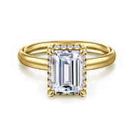 Symphony - 14K Yellow Gold Emerald Cut Hidden Halo Diamond Engagement Ring