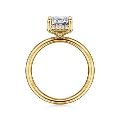 Symphony - 14K Yellow Gold Emerald Cut Hidden Halo Diamond Engagement Ring