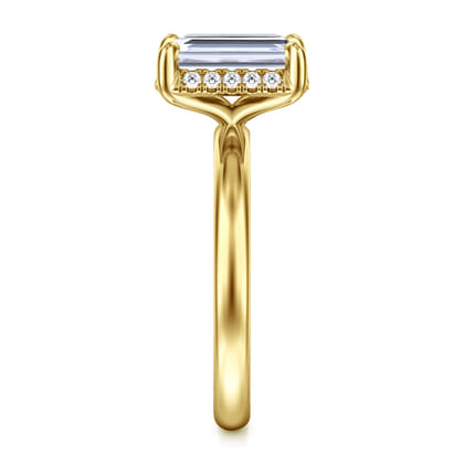 Symphony - 14K Yellow Gold Emerald Cut Hidden Halo Diamond Engagement Ring