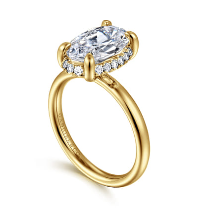 Symphony - 14K Yellow Gold Oval Hidden Halo Diamond Engagement Ring