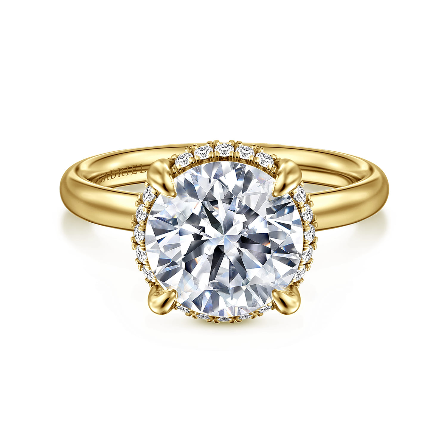 Symphony - 14K Yellow Gold Round Hidden Halo Diamond Engagement Ring