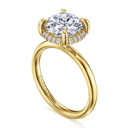 Symphony - 14K Yellow Gold Round Hidden Halo Diamond Engagement Ring