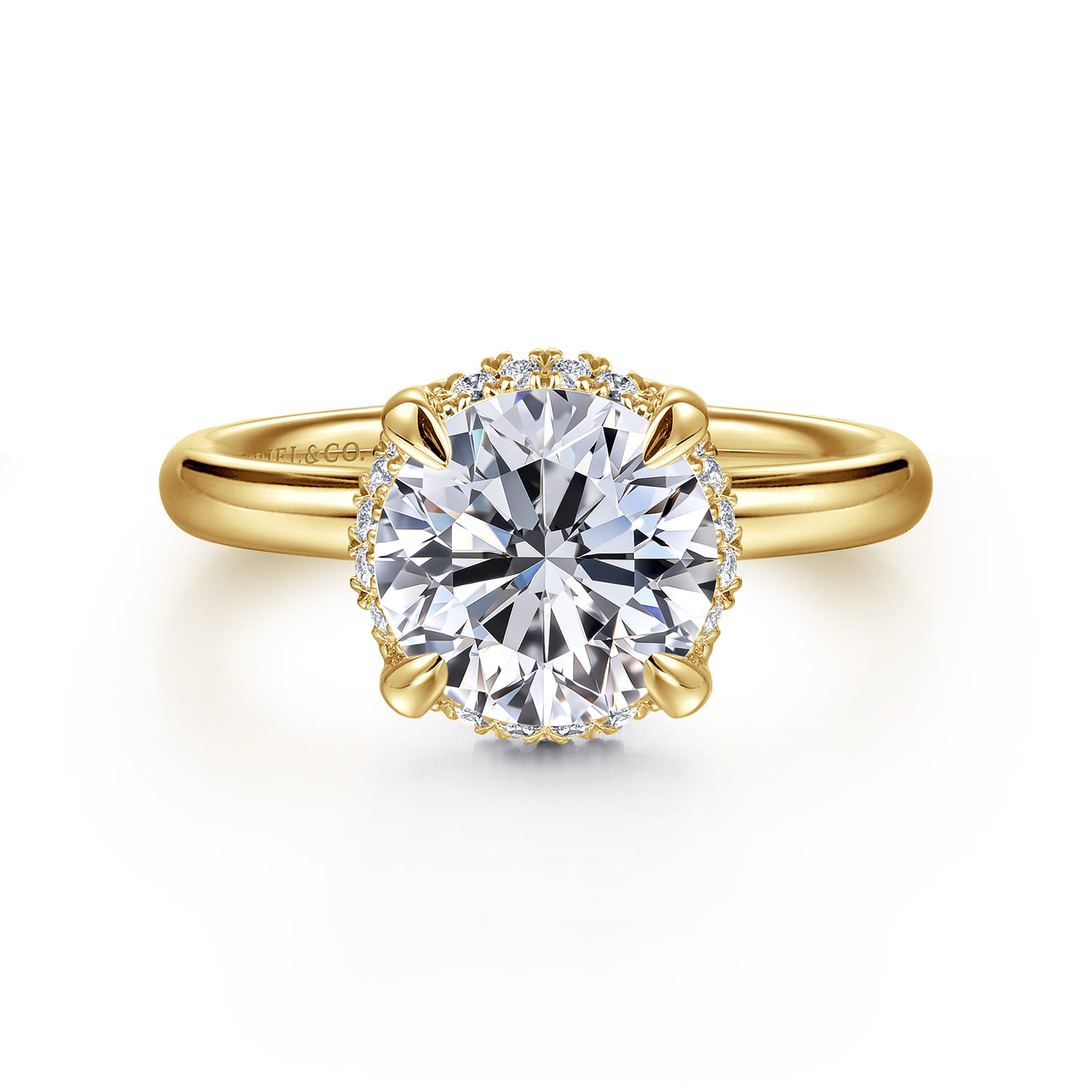 Symphony - 14K Yellow Gold Round Hidden Halo Diamond Engagement Ring