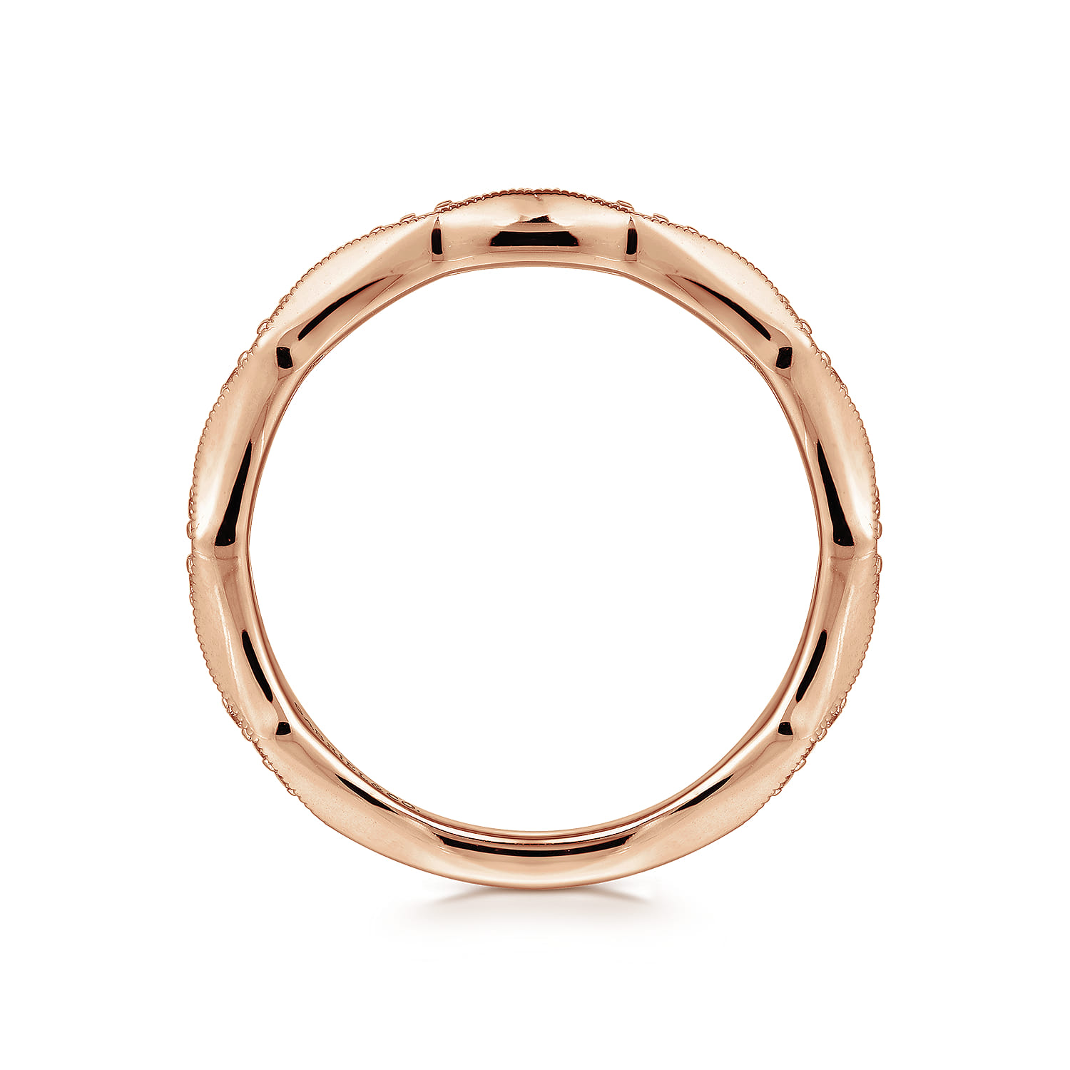 Straight Wedding Ring in 14k Rose Gold with Round Natural Diamond at Gabriel & Co. - Shot 2