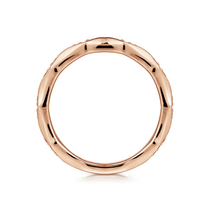 Tahiti - 14K Rose Gold Tapering Stations Diamond Anniversary Band with Milgrain