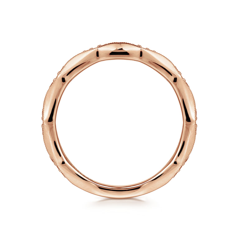 Straight Wedding Ring in 14k Rose Gold with Round Natural Diamond at Gabriel & Co. - Shot 2