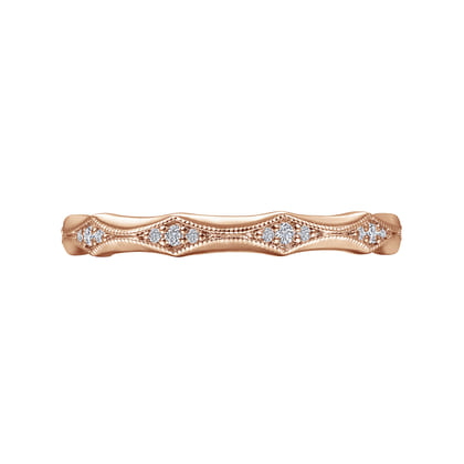 Tahiti - 14K Rose Gold Tapering Stations Diamond Anniversary Band with Milgrain