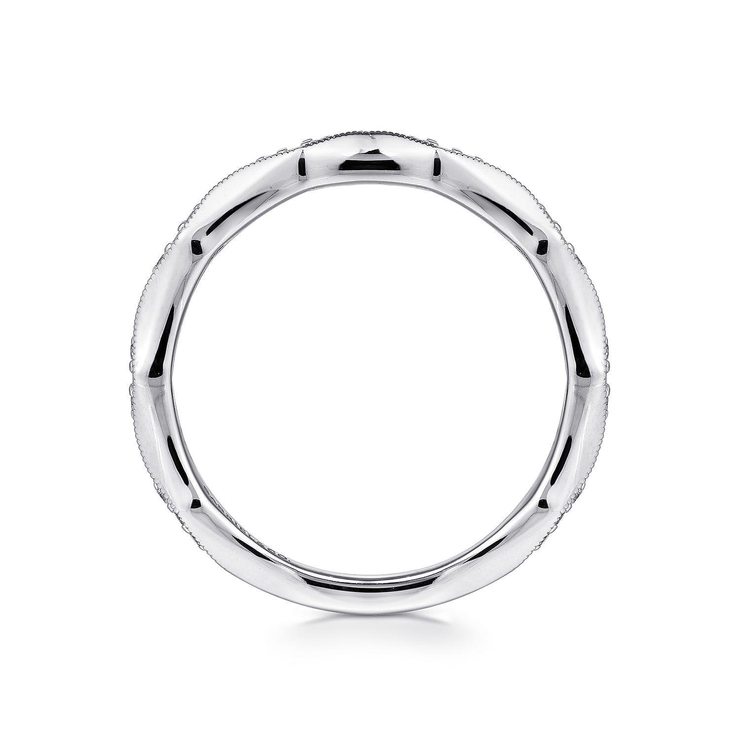Straight Wedding Ring in 14k White Gold with Round Natural Diamond at Gabriel & Co. - Shot 2