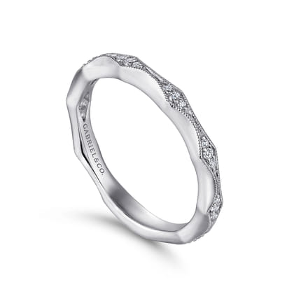 Tahiti - 14K White Gold Vintage Inspired Diamond Anniversary Band