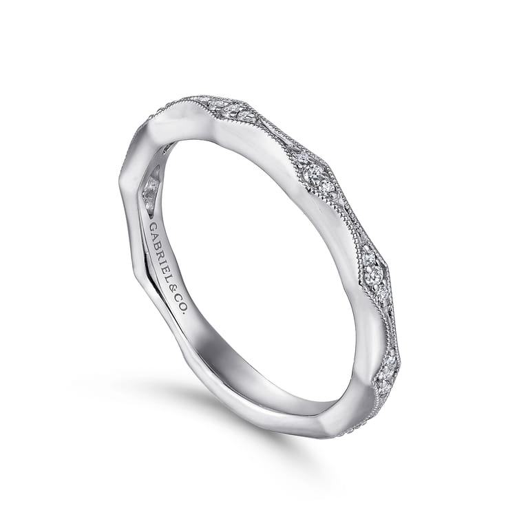 Straight Wedding Ring in 14k White Gold with Round Natural Diamond at Gabriel & Co. - Shot 3