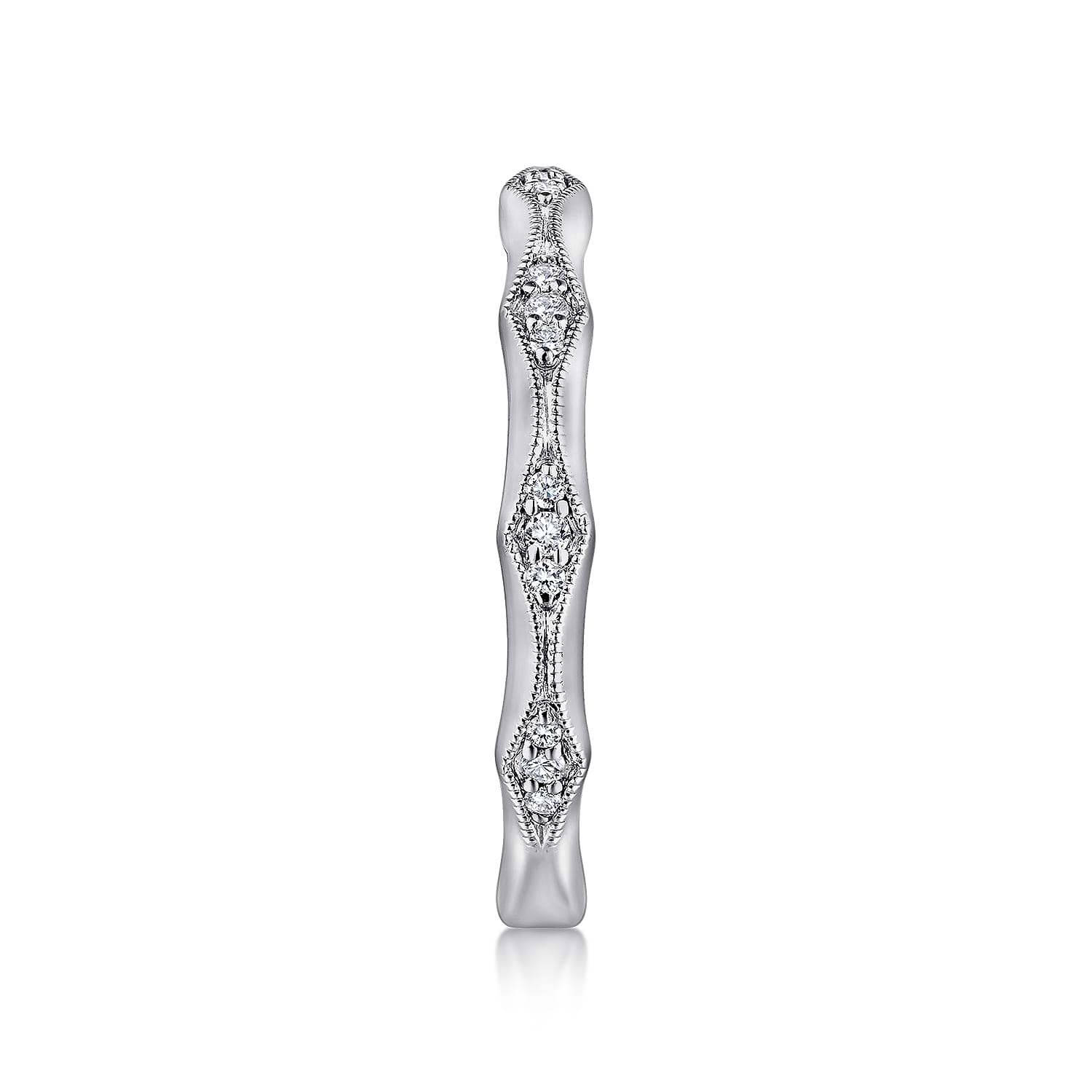 Straight Wedding Ring in 14k White Gold with Round Natural Diamond at Gabriel & Co. - Shot 4