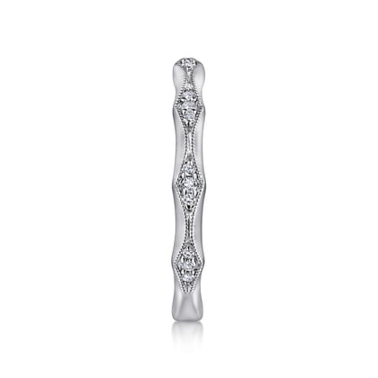 Tahiti - 14K White Gold Vintage Inspired Diamond Anniversary Band