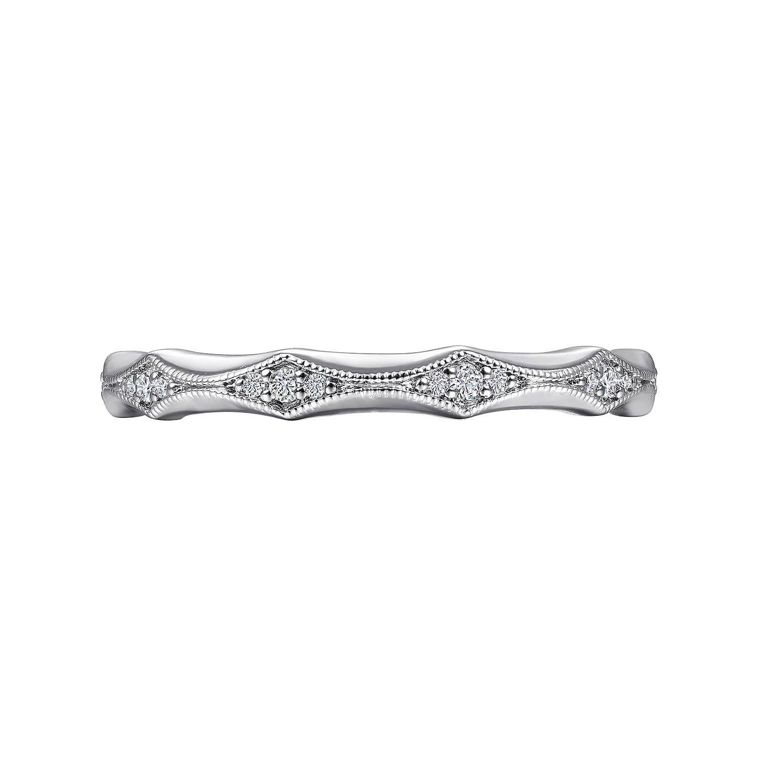 Straight Wedding Ring in 14k White Gold with Round Natural Diamond at Gabriel & Co. - Shot 6