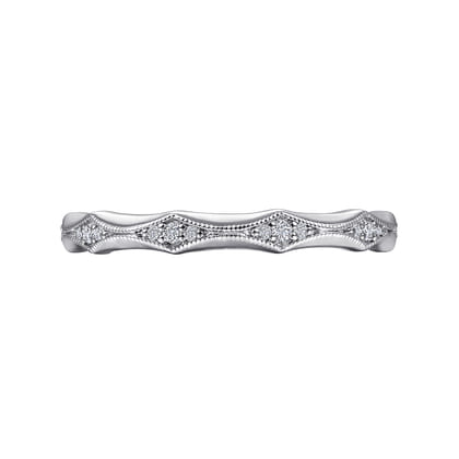 Tahiti - 14K White Gold Vintage Inspired Diamond Anniversary Band