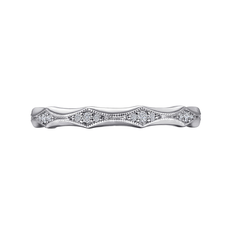 Straight Wedding Ring in 14k White Gold with Round Natural Diamond at Gabriel & Co. - Shot 6