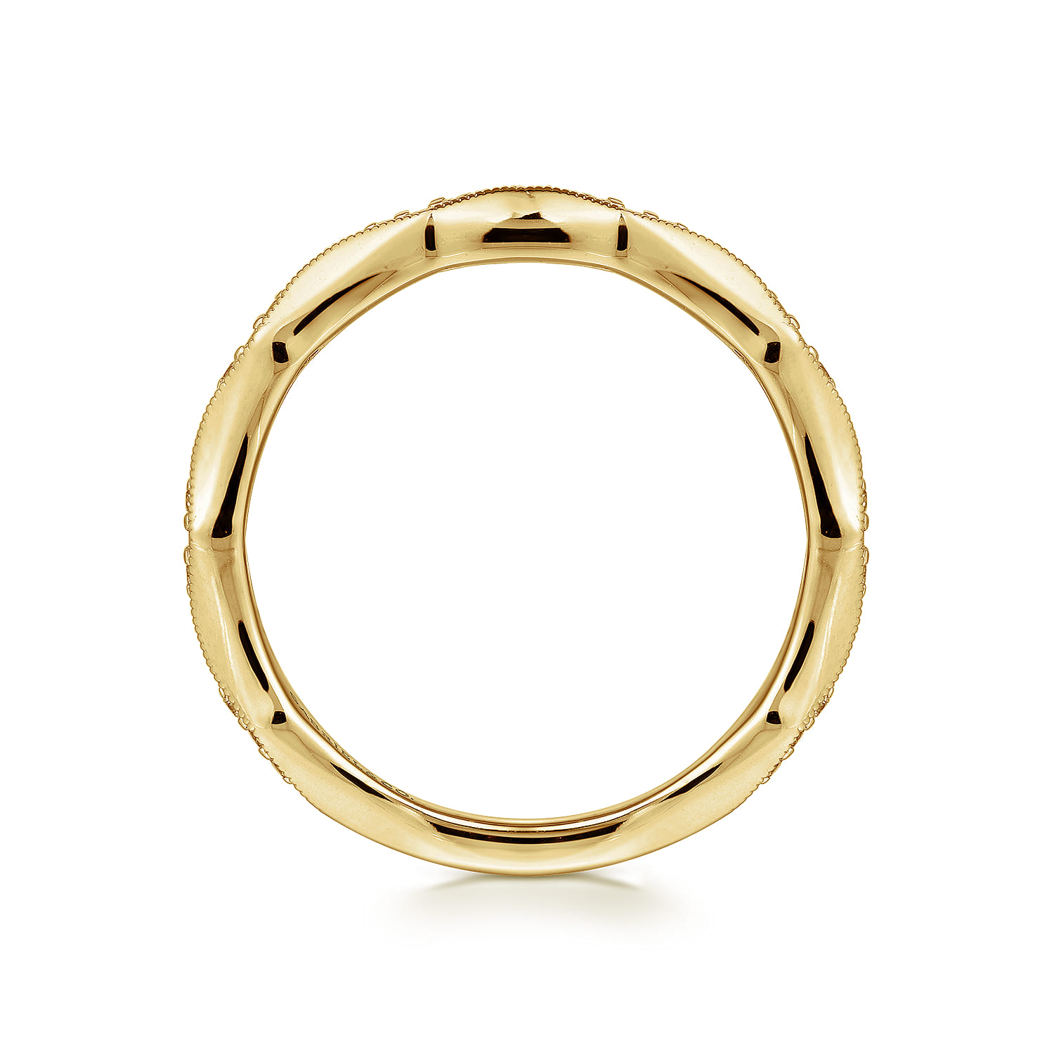 Straight Wedding Ring in 14k Yellow Gold with Round Natural Diamond at Gabriel & Co. - Shot 2