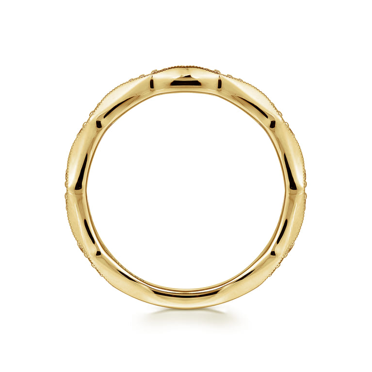 Straight Wedding Ring in 14k Yellow Gold with Round Natural Diamond at Gabriel & Co. - Shot 2