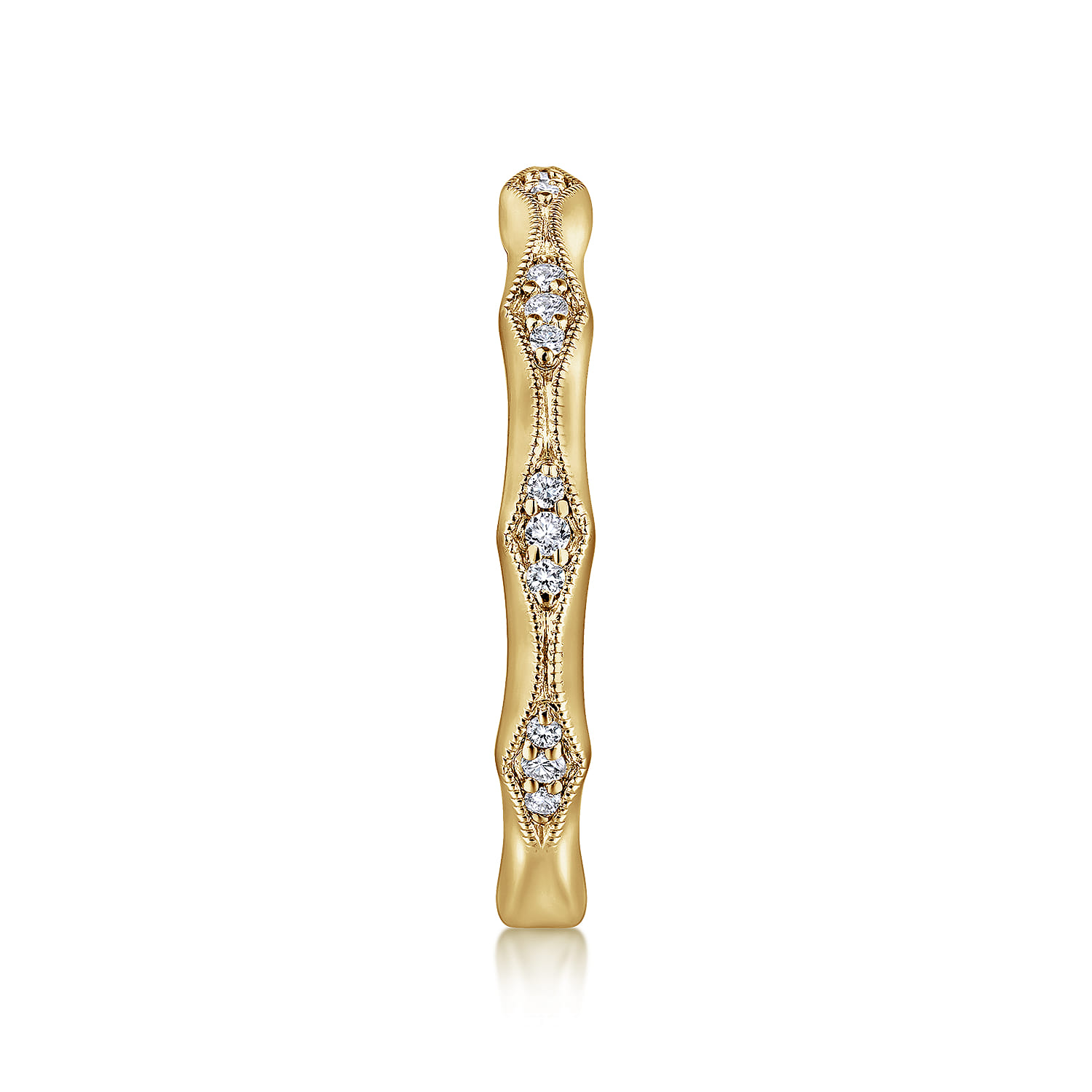 Straight Wedding Ring in 14k Yellow Gold with Round Natural Diamond at Gabriel & Co. - Shot 4