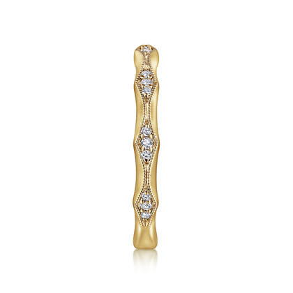 Tahiti - 14K Yellow Gold Vintage Inspired Diamond Anniversary Band