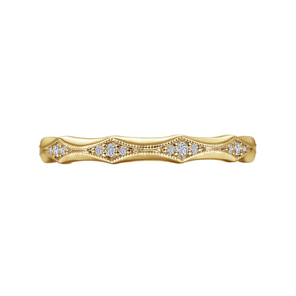 Tahiti - 14K Yellow Gold Vintage Inspired Diamond Anniversary Band