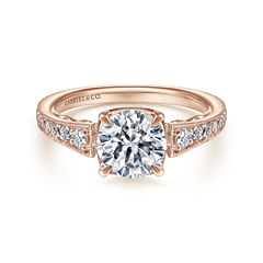 Talia - 14K Rose Gold Round Diamond Engagement Ring