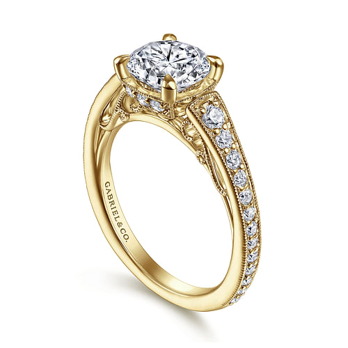 Talia - 14K Yellow Gold Round Diamond Engagement Ring - 0.5 ct - Shot 3