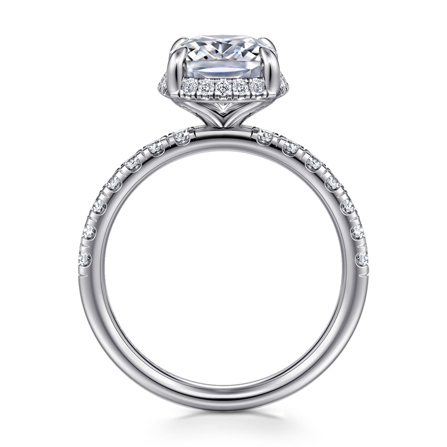 Talisa - 14K White Gold Elongated Cushion Hidden Halo Diamond Engagement Ring
